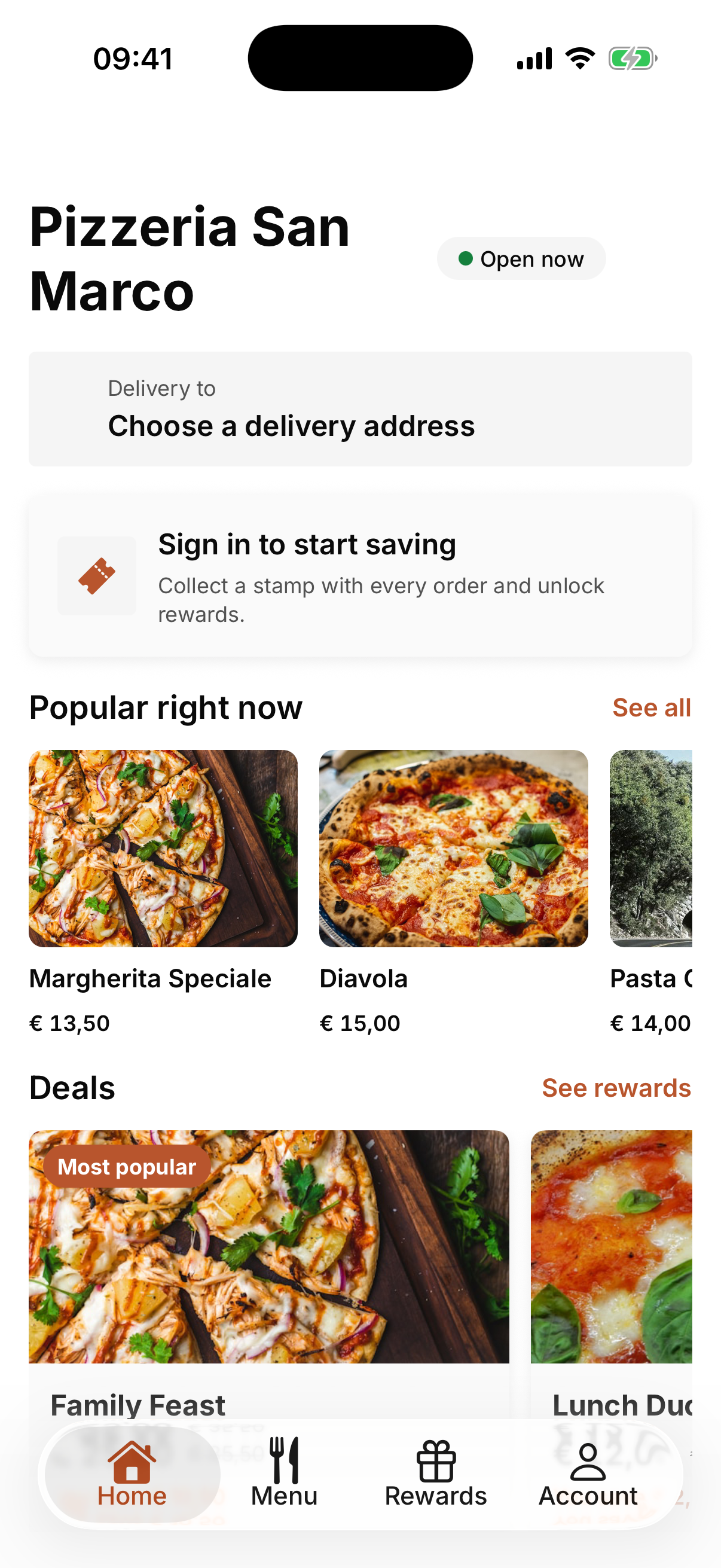 De Portano-app van een restaurant